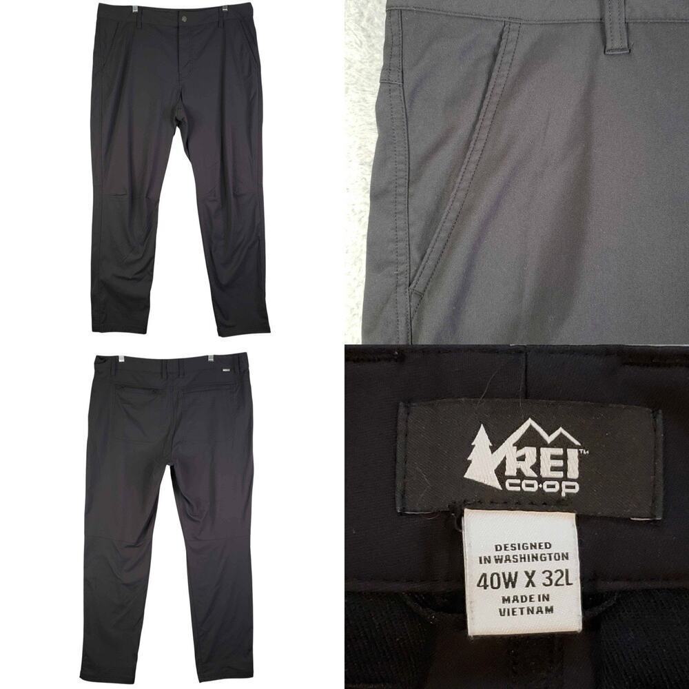REI Co-op Pants Men’s Black Hiking Size 40x32 Straight Leg Flat Front